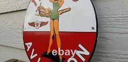 Vintage Texaco Gasoline Porcelain Service Station Military Gas Oil Airplane Sign