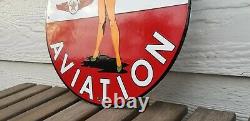 Vintage Texaco Gasoline Porcelain Service Station Military Gas Oil Airplane Sign