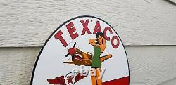 Vintage Texaco Gasoline Porcelain Service Station Military Gas Oil Airplane Sign