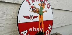 Vintage Texaco Gasoline Porcelain Service Station Military Gas Oil Airplane Sign