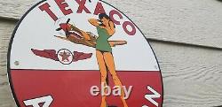 Vintage Texaco Gasoline Porcelain Service Station Military Gas Oil Airplane Sign