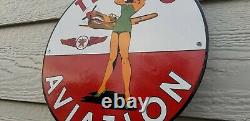 Vintage Texaco Gasoline Porcelain Service Station Military Gas Oil Airplane Sign