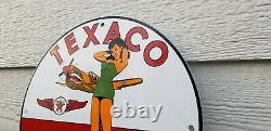 Vintage Texaco Gasoline Porcelain Service Station Military Gas Oil Airplane Sign