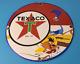 Vintage Texaco Gasoline Sign Red Star Road Runner Gas Pump Service Sign