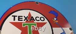 Vintage Texaco Gasoline Sign Red Star Road Runner Gas Pump Service Sign