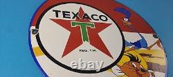 Vintage Texaco Gasoline Sign Red Star Road Runner Gas Pump Service Sign