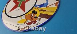 Vintage Texaco Gasoline Sign Red Star Road Runner Gas Pump Service Sign