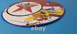 Vintage Texaco Gasoline Sign Red Star Road Runner Gas Pump Service Sign