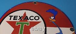 Vintage Texaco Gasoline Sign Red Star Road Runner Gas Pump Service Sign
