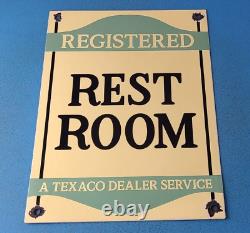 Vintage Texaco Gasoline Sign Service Station Restroom Gas Pump Plate Sign