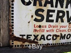 Vintage Texaco Motor Oil Crankcase Service Porcelain Advertising Sign 28 x 22