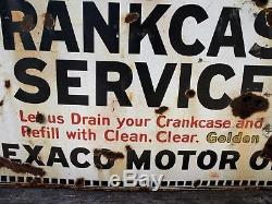 Vintage Texaco Motor Oil Crankcase Service Porcelain Advertising Sign 28 x 22