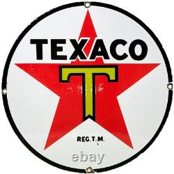 Vintage Texaco Motor Oil Porcelain Sign Texas Gasoline Gas Station Pump Plate