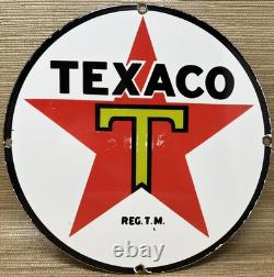 Vintage Texaco Motor Oil Porcelain Sign Texas Gasoline Gas Station Pump Plate