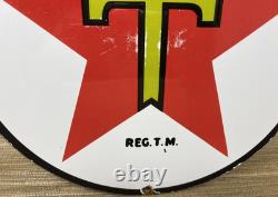 Vintage Texaco Motor Oil Porcelain Sign Texas Gasoline Gas Station Pump Plate