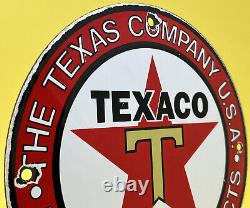 Vintage Texaco Motor Oil Porcelain Sign Texas Gasoline Gas Station Pump Plate