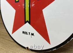 Vintage Texaco Motor Oil Porcelain Sign Texas Gasoline Gas Station Pump Plate