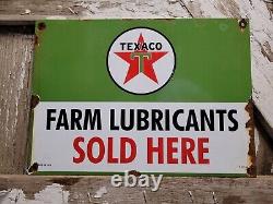 Vintage Texaco Porcelain Sign Farm Lubricants Sold Here Texas Gas & Oil Company
