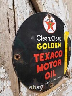 Vintage Texaco Porcelain Sign Old Golden Texas Fuel Gasoline Motor Oil Company