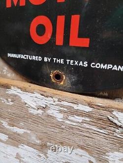 Vintage Texaco Porcelain Sign Old Golden Texas Fuel Gasoline Motor Oil Company
