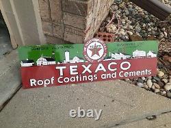 Vintage Texaco Roofing Cement Gasoline Sign Metal oil Dealer USA Coatings Soda