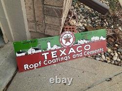 Vintage Texaco Roofing Cement Gasoline Sign Metal oil Dealer USA Coatings Soda