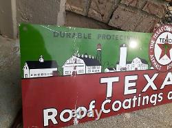 Vintage Texaco Roofing Cement Gasoline Sign Metal oil Dealer USA Coatings Soda