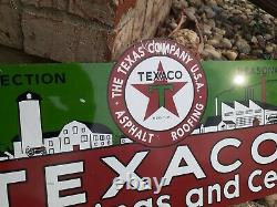 Vintage Texaco Roofing Cement Gasoline Sign Metal oil Dealer USA Coatings Soda
