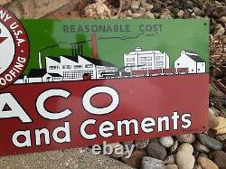 Vintage Texaco Roofing Cement Gasoline Sign Metal oil Dealer USA Coatings Soda