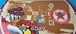 Vintage Texaco Sign Disney Duck Gasoline Service Gas Pump Porcelain Sign