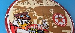 Vintage Texaco Sign Disney Duck Gasoline Service Gas Pump Porcelain Sign