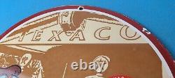Vintage Texaco Sign Disney Duck Gasoline Service Gas Pump Porcelain Sign
