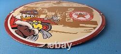 Vintage Texaco Sign Disney Duck Gasoline Service Gas Pump Porcelain Sign