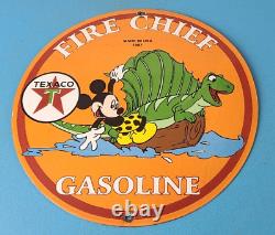 Vintage Texaco Sign Mickey Mouse Disney Comic Gas Pump Porcelain Sign