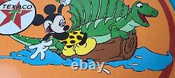 Vintage Texaco Sign Mickey Mouse Disney Comic Gas Pump Porcelain Sign