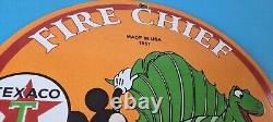 Vintage Texaco Sign Mickey Mouse Disney Comic Gas Pump Porcelain Sign