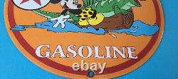 Vintage Texaco Sign Mickey Mouse Disney Comic Gas Pump Porcelain Sign
