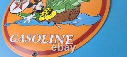 Vintage Texaco Sign Mickey Mouse Disney Comic Gas Pump Porcelain Sign