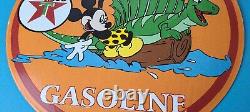 Vintage Texaco Sign Mickey Mouse Disney Comic Gas Pump Porcelain Sign