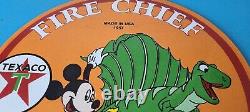 Vintage Texaco Sign Mickey Mouse Disney Comic Gas Pump Porcelain Sign
