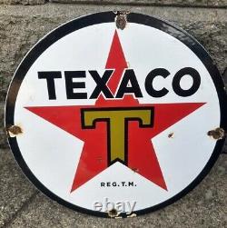 Vintage Texaco Star Gasoline Sign Sign, Gas Pump Porcelain Sign Plate Oil