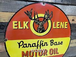 Vintage Thermoil Lubricants Porcelain Sign Large Elklene Gas Station Oil Service