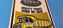 Vintage Tonka Dump Truck Sign Metal Toy Die Cast Kids Porcelain Gas Pump Sign