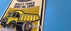 Vintage Tonka Dump Truck Sign Metal Toy Die Cast Kids Porcelain Gas Pump Sign