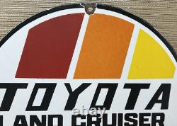 Vintage Toyota Land Cruiser Porcelain Sign Oil Gas Dealership Tacoma 4runner