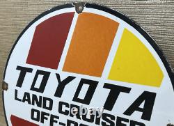 Vintage Toyota Land Cruiser Porcelain Sign Oil Gas Dealership Tacoma 4runner
