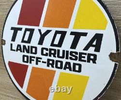Vintage Toyota Land Cruiser Porcelain Sign Oil Gas Dealership Tacoma 4runner