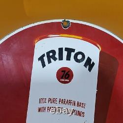 Vintage Triton Extra Margin 76 Old Porcelain Enamel Gas Station Pump Oil Sign
