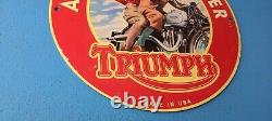 Vintage Triumph Porcelain Gas Pump Dealer Service Station Motorcycles Sign