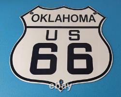 Vintage US Route 66 Oklahoma Sign Porcelain Hwy State Road Gas Oil Pump Sign